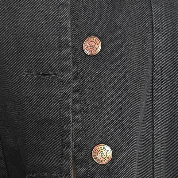 Bill Blass Jeans Black Denim Distressed Jacket Women's Medium Flawed - Picture 4 of 8